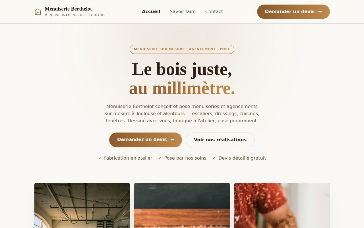 Site de démonstration Menuiserie Berthelot, Menuisier-agenceur à Toulouse