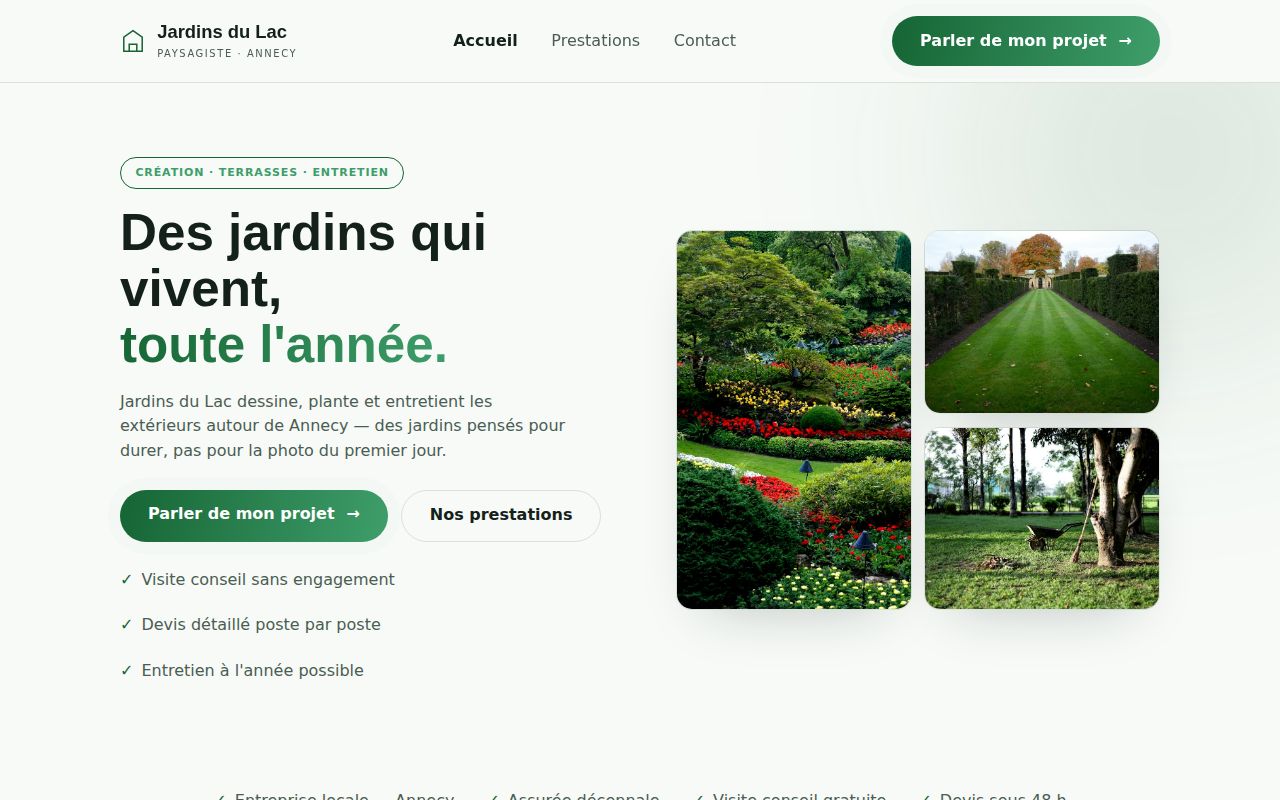 Site de démonstration Jardins du Lac, Paysagiste à Annecy
