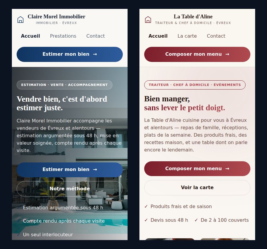 Le site sur téléphone